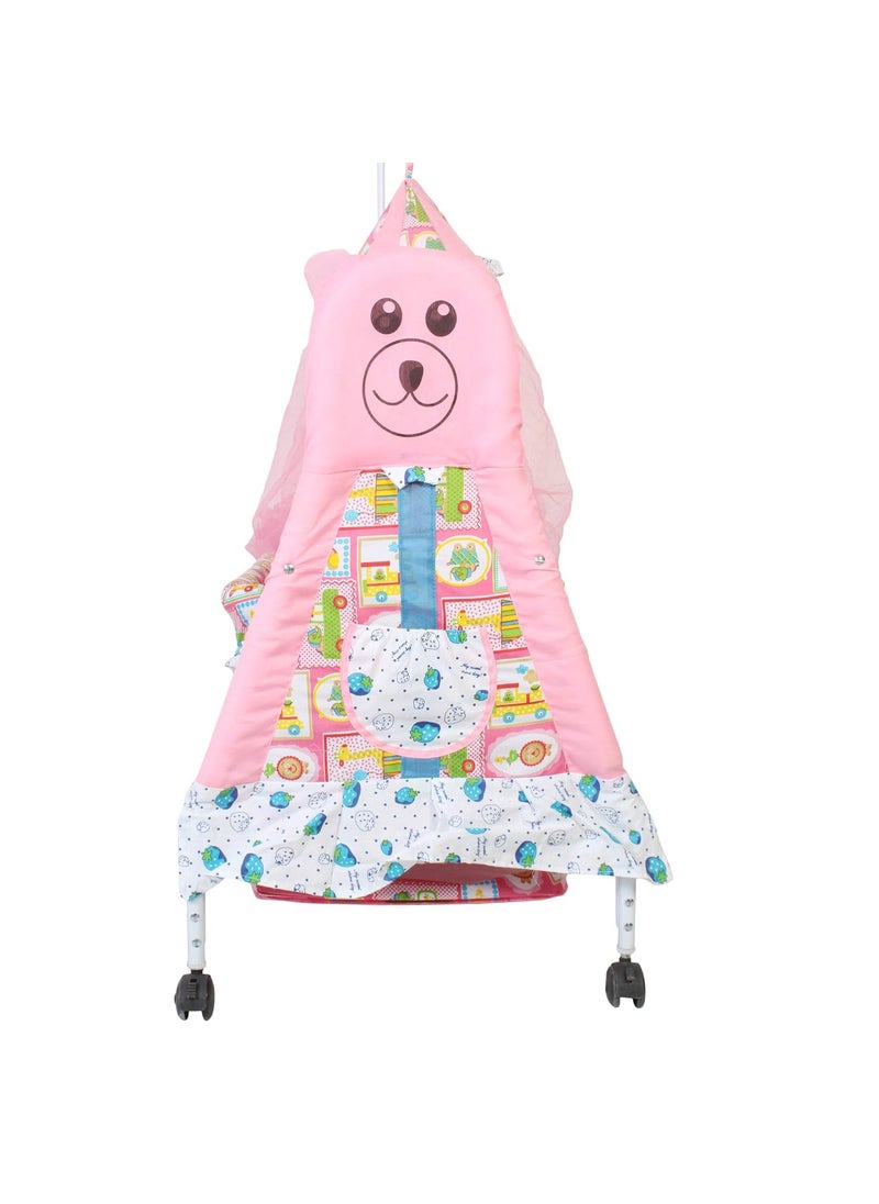 GRAZIA Baby Kick and Play CribPalna Baby Bedding Set with Mosquito Net Pink J12