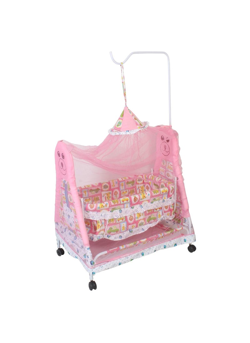 GRAZIA Baby Kick and Play CribPalna Baby Bedding Set with Mosquito Net Pink J12