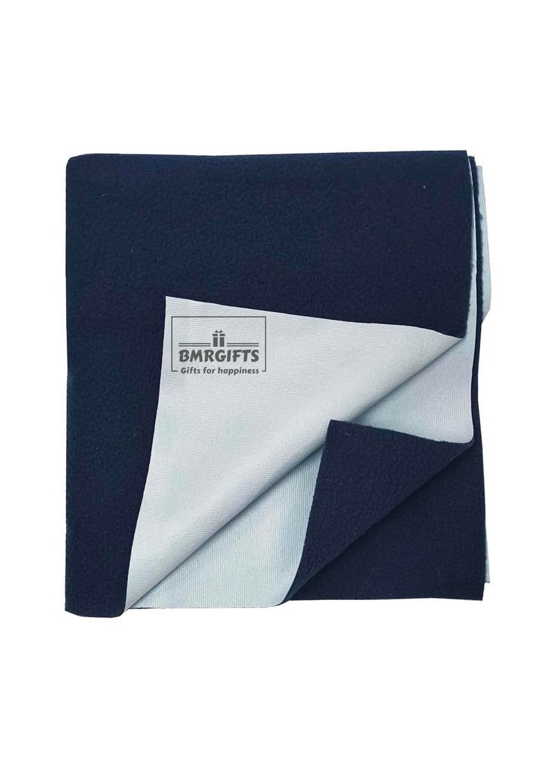 BMRGIFTS Cotton Extra Absorbent Quick Dry Waterproof Sheet for Baby Washable Mattress Protector Bed Protector Sheet for Toddler Children Pack of 2 Medium Size 70x100 cm Dark Blue Light Pink