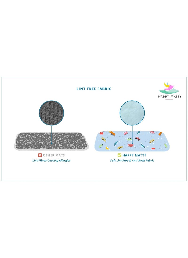 Happy Matty Babys Extra Absorbent Quick Dry Sheet Playmat Waterproof Reusable Washable Colourful Comfortable Mattress Crib Protector Pack of 2 Medium 50X70 Large 70X100