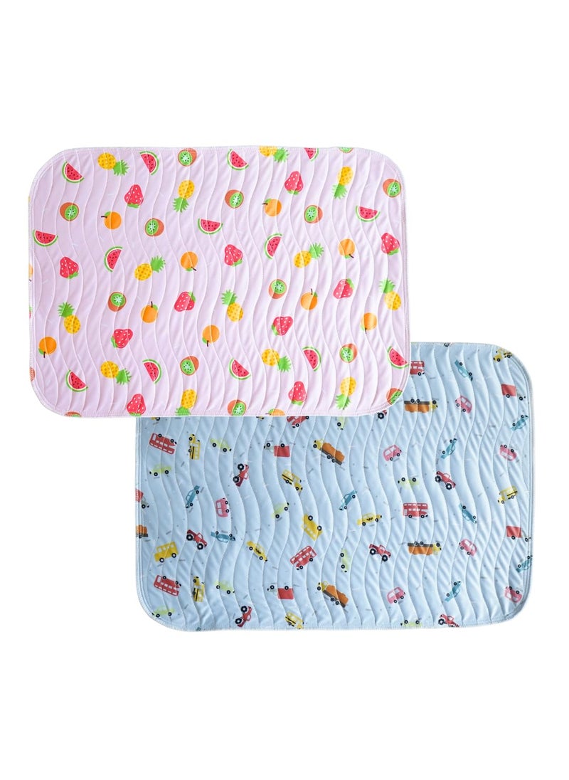 Happy Matty Babys Extra Absorbent Quick Dry Sheet Playmat Waterproof Reusable Washable Colourful Comfortable Mattress Crib Protector Pack of 2 Medium 50X70 Large 70X100