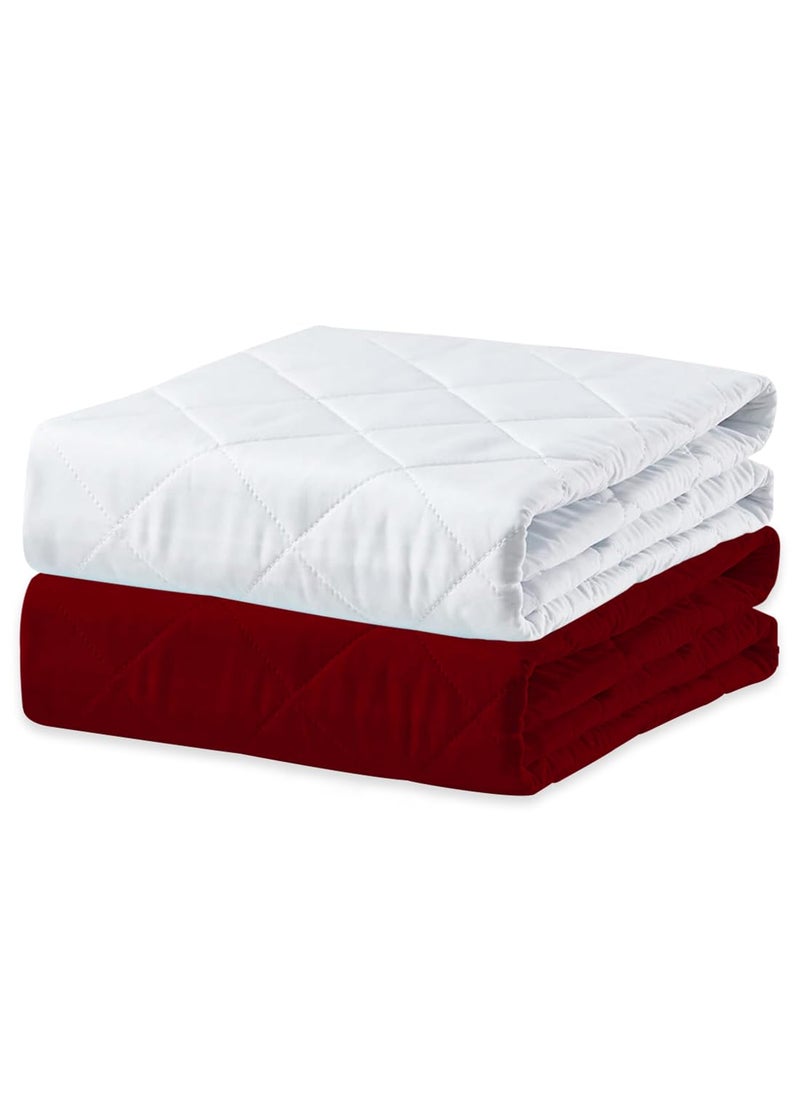 ADBENI HOME Quilted Cotton Extra Absorbent Quick Dry Sheet for Baby Baby Bed Protector Waterproof Baby Sheet Cot Sheet Crib Sheets Mattress Protection California Queen 160x110cm Maroon White