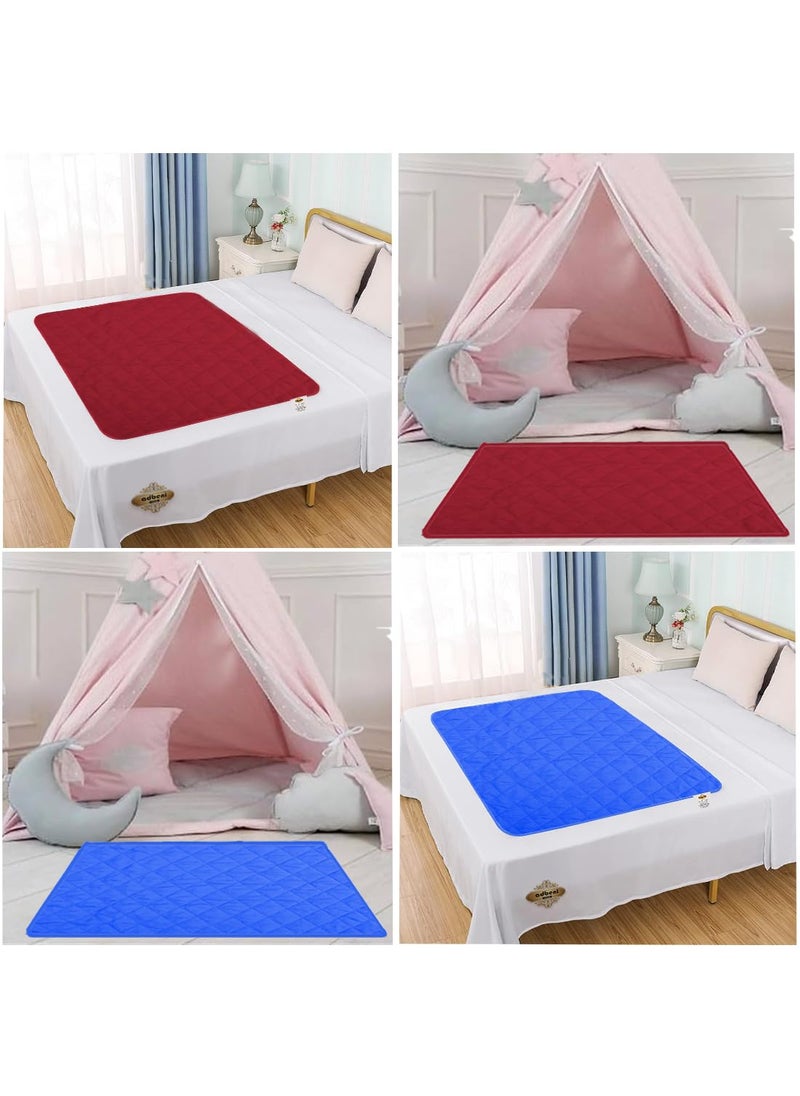 ADBENI HOME Quilted Cotton Extra Absorbent Quick Dry Sheet for Baby Baby Bed Protector Waterproof Baby Cot Sheet Crib Sheets Mattress Protection California Queen 160x110cm Maroon Royal Blue