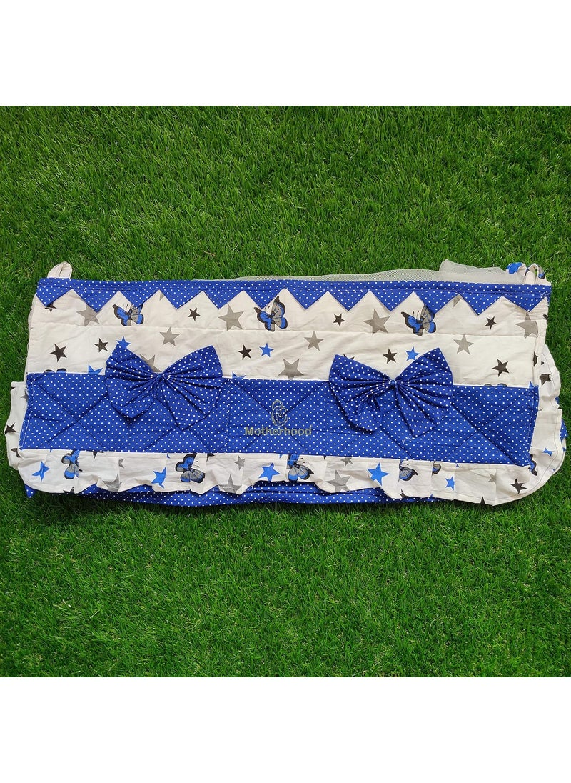 MOTHERHOOD 1 Box Baby Tub Bed with 1 Baby Cradle Hammock 1 Large Baby Blanket 1 Baby Mattress and 4 pc Baby Pillow Luxury Baby Mattress Bed Sleeper Bedding Set coSleeper Blue