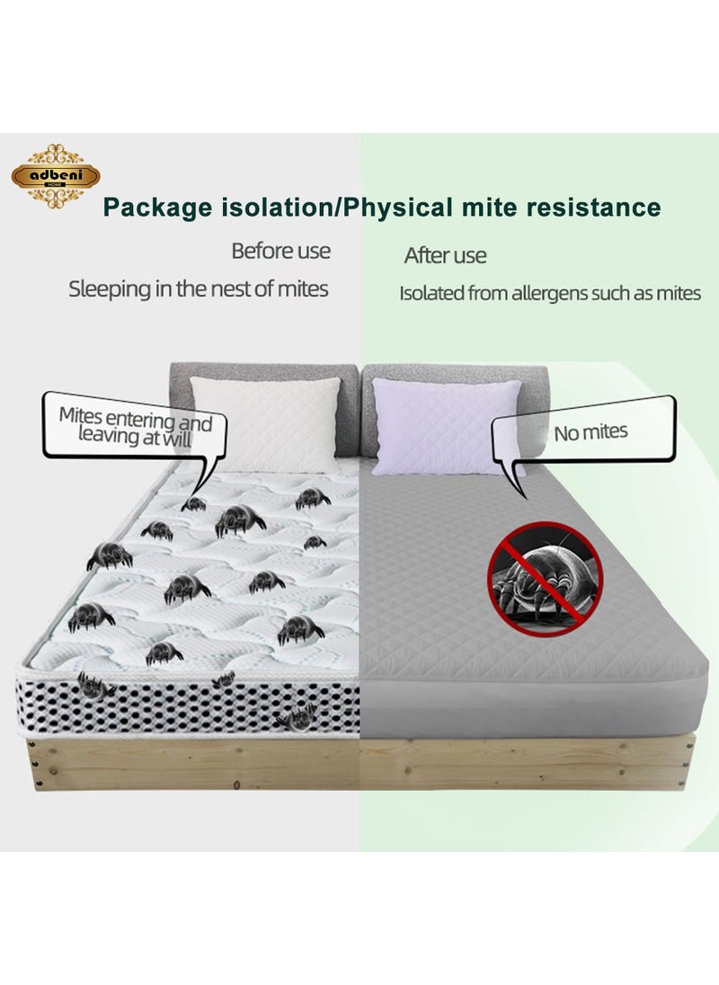 ADBENI HOME Quilted Cotton Extra Absorbent Quick Dry Sheet for Baby Baby Bed Protector Waterproof Baby Sheet Cot Sheet Crib Sheets Mattress Protection California Queen 160x110cm Grey White
