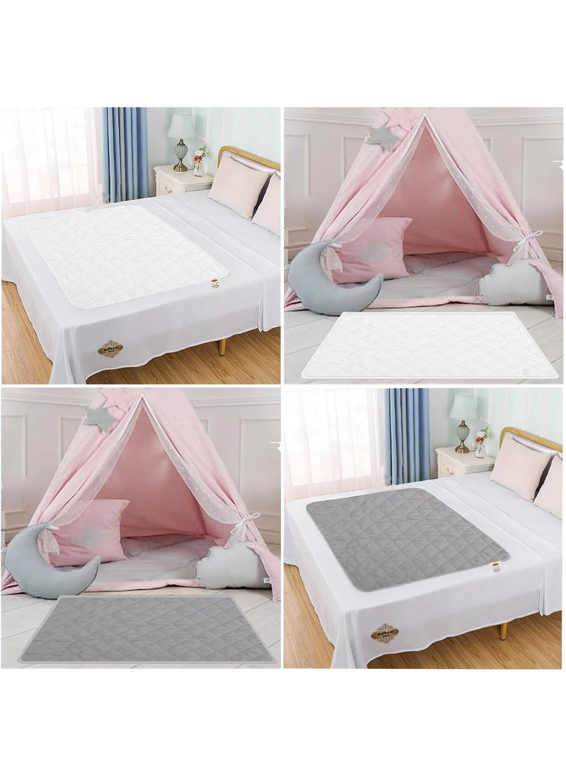 ADBENI HOME Quilted Cotton Extra Absorbent Quick Dry Sheet for Baby Baby Bed Protector Waterproof Baby Sheet Cot Sheet Crib Sheets Mattress Protection California Queen 160x110cm Grey White