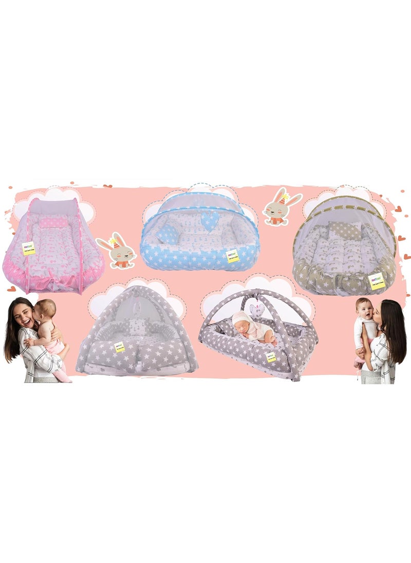 Kwitchy Baby Bed New Born Baby Bedding Set Mattress Cotton Sleeping Bag Essential Nest Bed Mosquito Net Travel Bed Reversible Infants Toddlers 012 Months Green