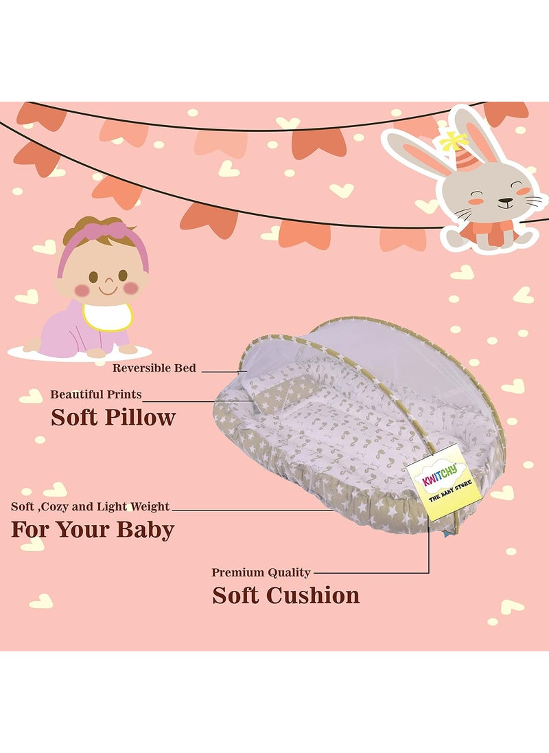 Kwitchy Baby Bed New Born Baby Bedding Set Mattress Cotton Sleeping Bag Essential Nest Bed Mosquito Net Travel Bed Reversible Infants Toddlers 012 Months Green