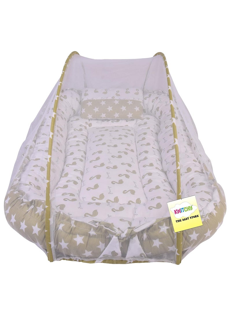 Kwitchy Baby Bed New Born Baby Bedding Set Mattress Cotton Sleeping Bag Essential Nest Bed Mosquito Net Travel Bed Reversible Infants Toddlers 012 Months Green