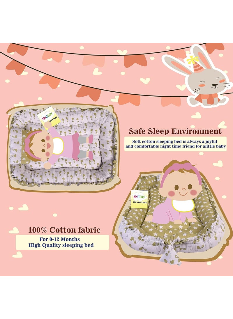Kwitchy Baby Bed New Born Baby Bedding Set Mattress Cotton Sleeping Bag Essential Nest Bed Mosquito Net Travel Bed Reversible Infants Toddlers 012 Months Green