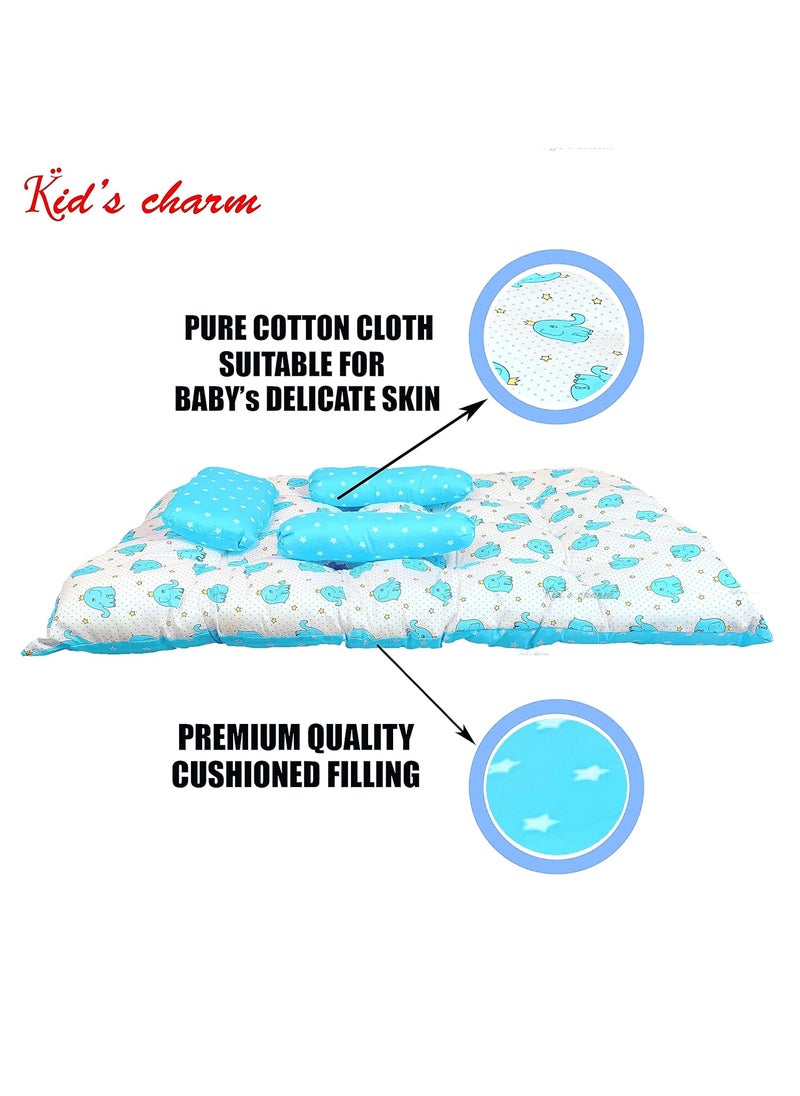 Kids Charm Baby Sleeping ElephantMini Portable 2 in 1 for 0 to 4 Months New Born Baby Baby Sleeping Bed Cotton PillowBlue
