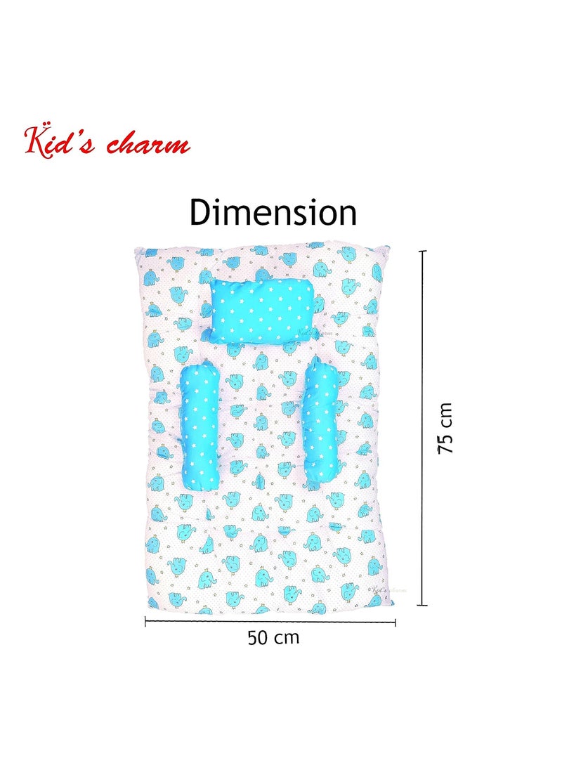 Kids Charm Baby Sleeping ElephantMini Portable 2 in 1 for 0 to 4 Months New Born Baby Baby Sleeping Bed Cotton PillowBlue