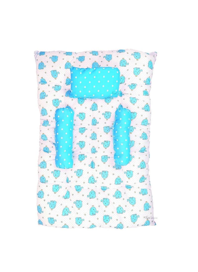 Kids Charm Baby Sleeping ElephantMini Portable 2 in 1 for 0 to 4 Months New Born Baby Baby Sleeping Bed Cotton PillowBlue