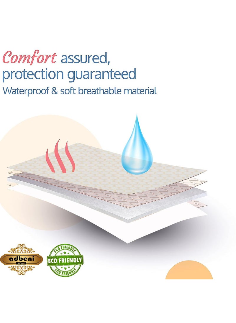 ADBENI HOME Ecofriendly Jacquard Quick Dry Sheet for New Born Babies Reusable Waterproof Cotton Bed Protector Baby Mat Cot Sheet for Toddler Extra Absorbent 210GSM Small Super 100x66cm White