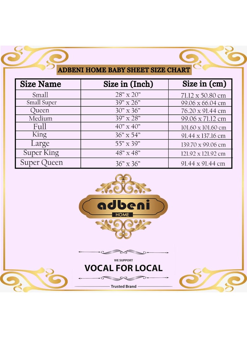ADBENI HOME Ecofriendly Jacquard Quick Dry Sheet for New Born Babies Reusable Waterproof Cotton Bed Protector Baby Mat Cot Sheet for Toddler Extra Absorbent 210GSM Small Super 100x66cm White