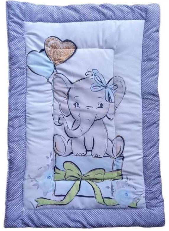 SmallBerry Combo Newborn Baby Pom Pom Cotton Baby Bed Godari Cradle Bed Crib Sheet Changing Mat Baby Godadi Godari Bedding Set Mattress_Pack of 2 Piece_Elephant Girraffe