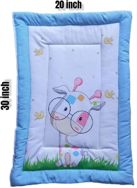 SmallBerry Combo Newborn Baby Pom Pom Cotton Baby Bed Godari Cradle Bed Crib Sheet Changing Mat Baby Godadi Godari Bedding Set Mattress_Pack of 2 Piece_Elephant Girraffe