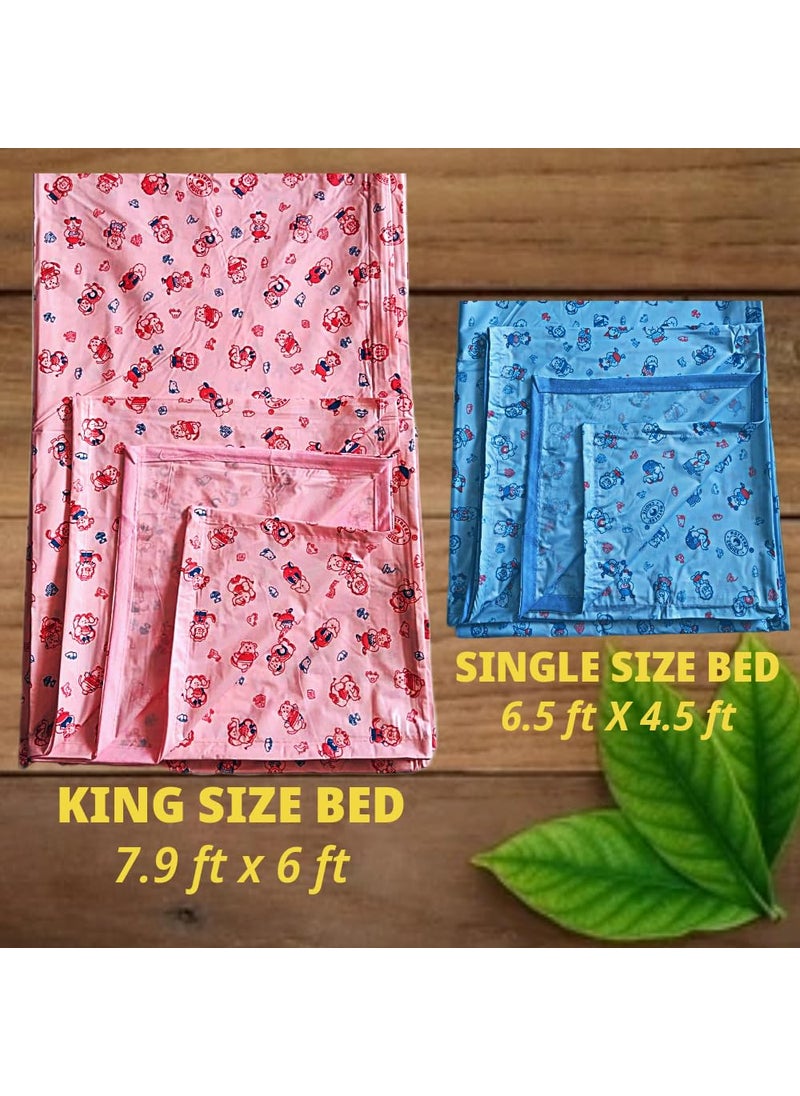 Mothers Choice Waterproof Plastic Bed Mattress ProtectorUrine Sheet for AdultBaby in Size King 95 X 73 Inches Single78 X 54 Inches Pack of 2 PINK BLUE