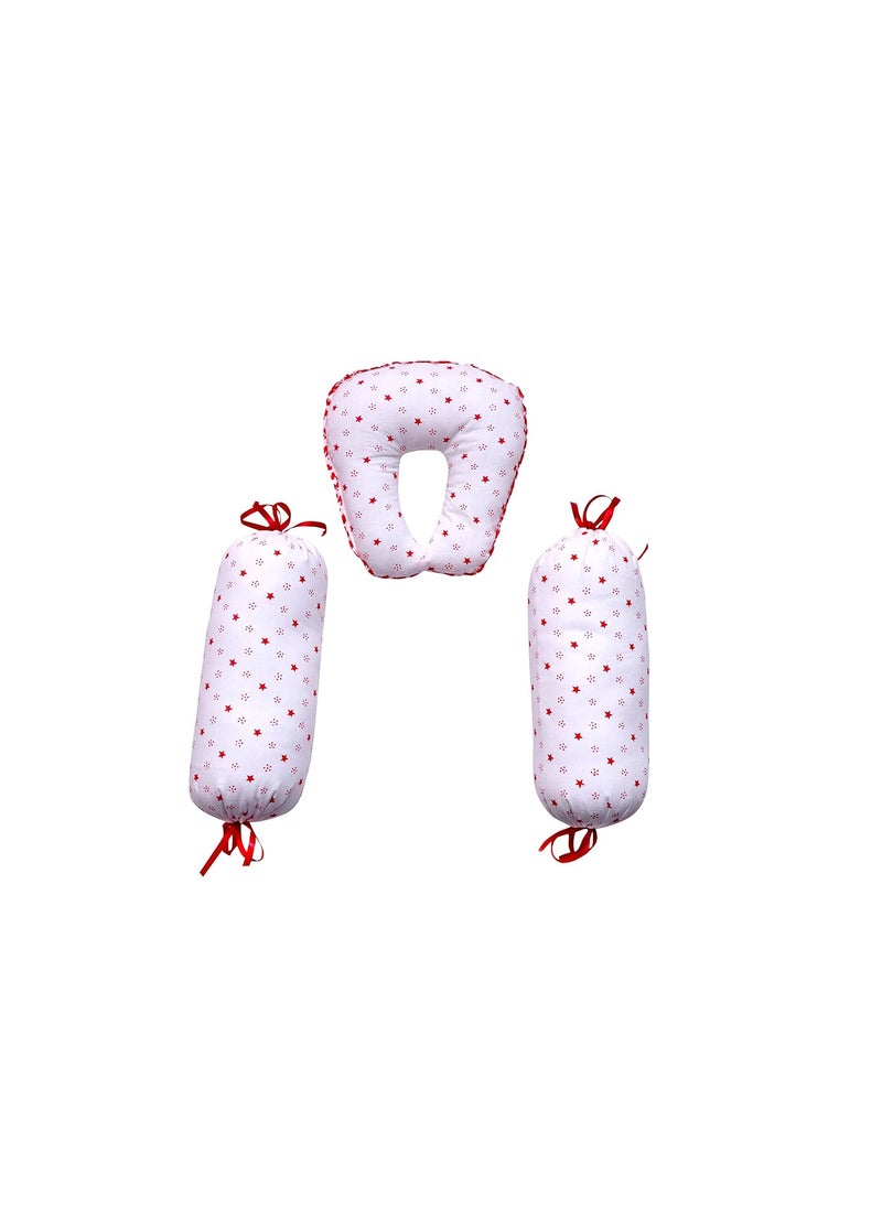 next Day art Set of 3 Bolsters and Pillow Combo for Newborn BabyKids Round White