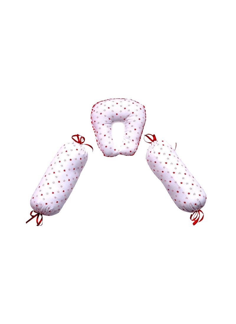 next Day art Set of 3 Bolsters and Pillow Combo for Newborn BabyKids Round White