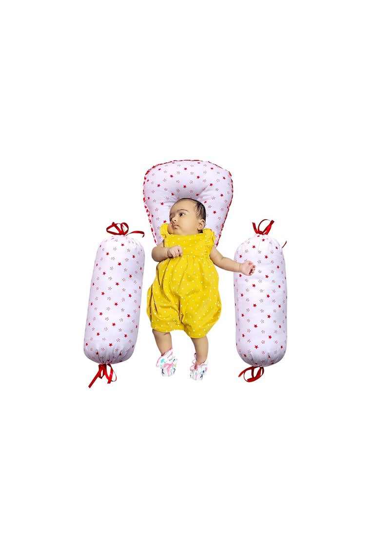 next Day art Set of 3 Bolsters and Pillow Combo for Newborn BabyKids Round White