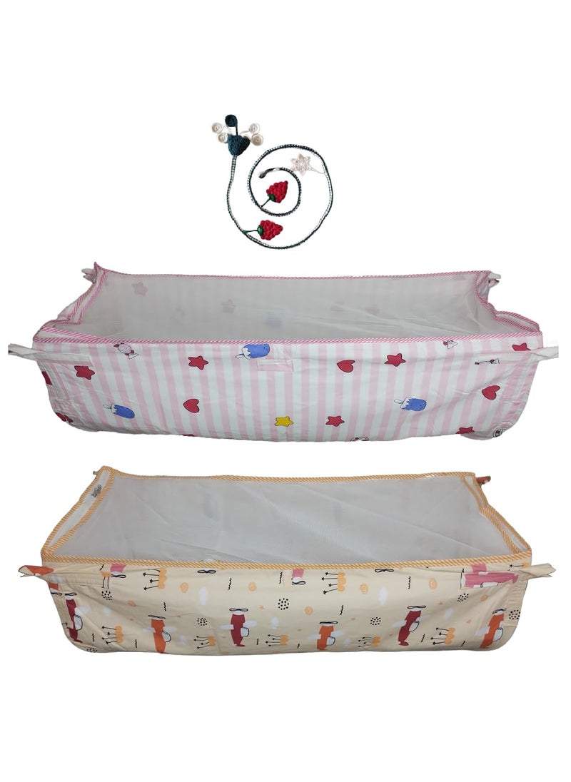 MYSACART Heavy Duty New Born Baby Cradle HammockKhoyuPalanaJhulaGhodiyuJoli with Soft Cotton Cloth Made of Mosquito Net Pack of 2