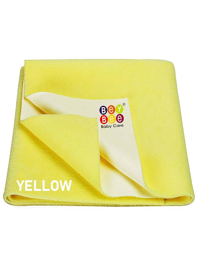 BeyBee Waterproof Quick Dry Sheet for Baby Bed Pad AntiPiling Fleece Extra Absorbent Washable Matress Protector Baby Bed Protector Sheet for Toddler Children XLarge Size 200 x 140cm Yellow