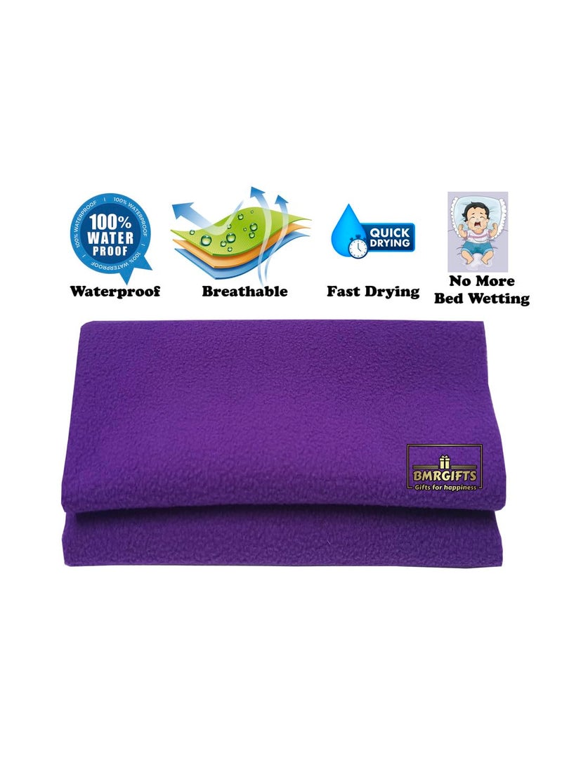 BMRGIFTS Cotton Extra Absorbent Waterproof Quick Dry Sheet for Baby Washable Bed Mattress Protector Sheet for Toddler Children Pack of 3 Small Size 50x70 cm Sky Blue Violet Red