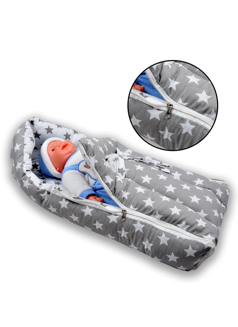 SmallBerry 3in1 Baby Bed Sleeping Bag and Carry Bag Nest New Born Bedding Set Perfect Newborn Baby Gift for 06 Months Starry Nursery Essential for Infants