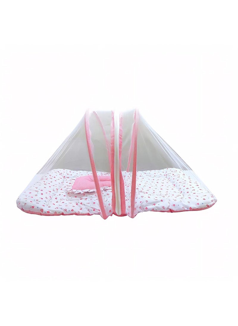 Growing steps Baby Bedding SetBaby Bedding Mattress Set with Mosquito NetBaby Bed Set and Baby Play Gym with Mosquito Net 06 Months Pink