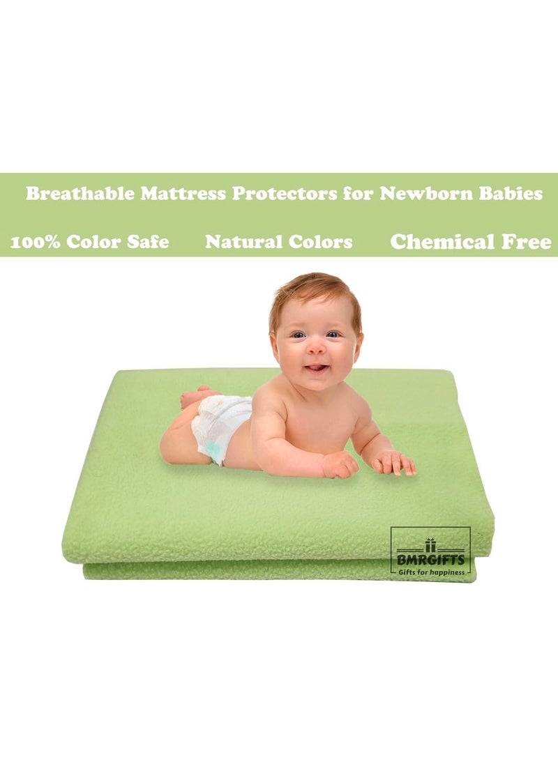 BMRGIFTS Cotton Extra Absorbent Waterproof Quick Dry Sheet for Baby Washable Mattress Bed Protector Sheet for Toddler Children Pack of 3 Small Size 50x70 cm Pink Royal Blue Light Green