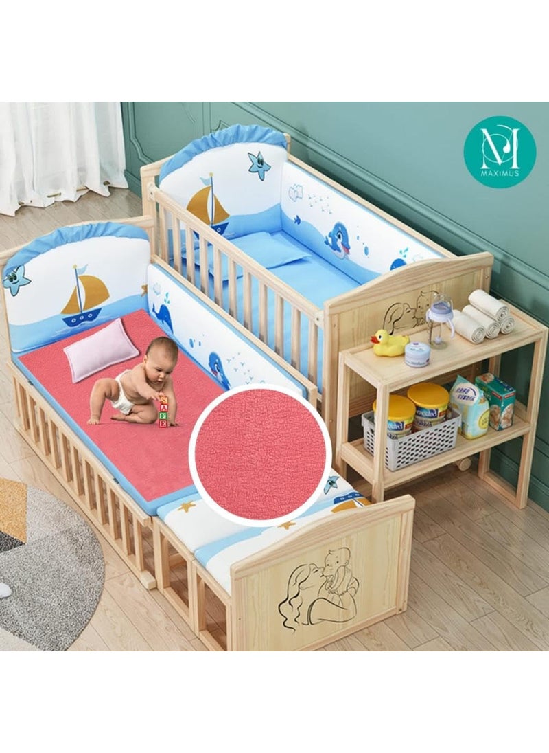 Maximus Baby Waterproof Quick Dry Sheet for Baby Baby Bed Protector Sheet for toddler Children Bed Pad Large 140cm x 100cm Red