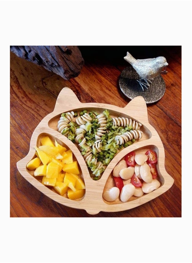 Baby Toddler Dinner Plates - Portable Non Slip Toddler Suction Plate, Stay Put Feeding Plate, Natural Bamboo Toddler Plates