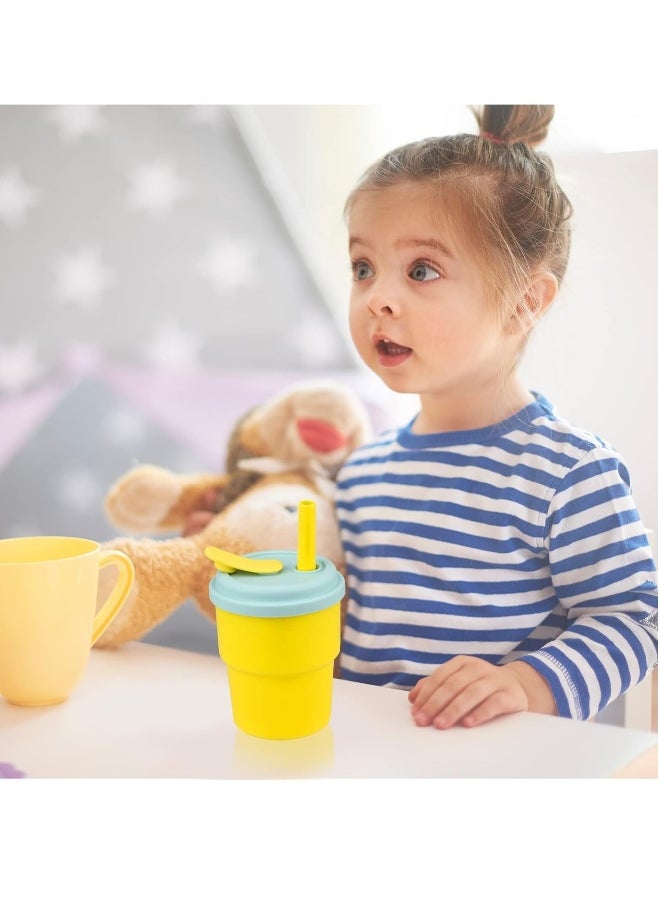 Kids Cups With Straws And Lids Kids Tumbler Set, Bpa Free Toddler Straw Cups With Silicone Sleeves & Silicone Straws With Stopper, Spill Proof Cups For Kids, Smoothie Cups 8-Piece