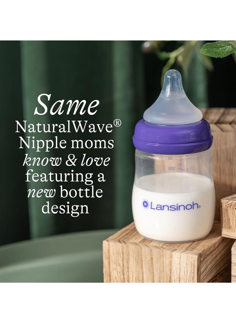Lansinoh Baby Bottles for Breastfeeding Babies, 160 ml, 3 Count, Includes 3 Slow Flow (Size 2S)