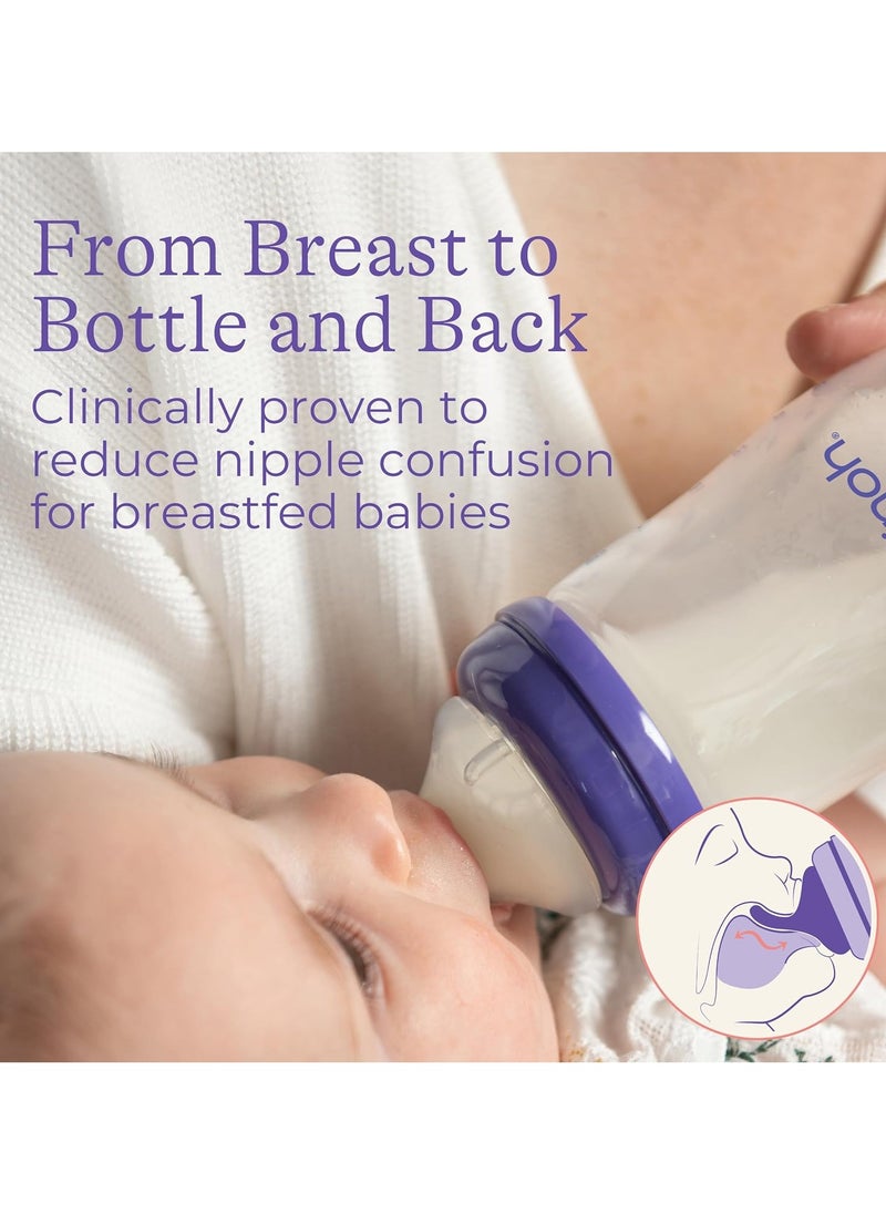 Lansinoh Baby Bottles for Breastfeeding Babies, 160 ml, 3 Count, Includes 3 Slow Flow (Size 2S)