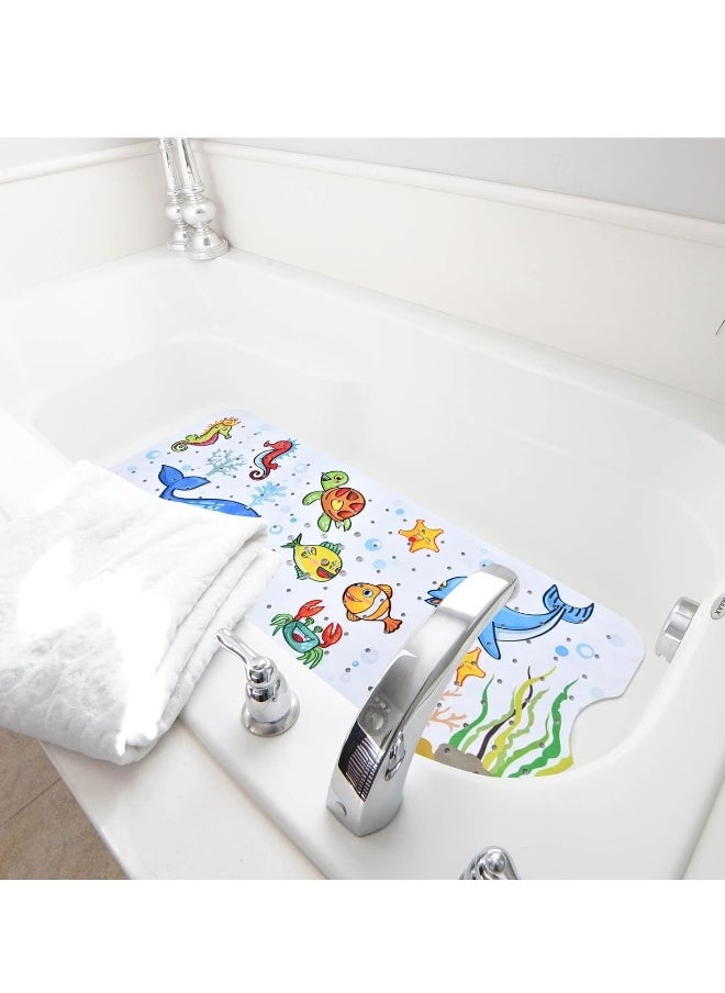 Baby Bath Mat for Tub for Kids, 40 X 16 Inch Extra Long Kids Bathtub Mat Non Slip, Cartoon Patterned Bath Tub Shower Mat Anti Slip with Suction Cups & Drain Holes, Machine Washable, Whale