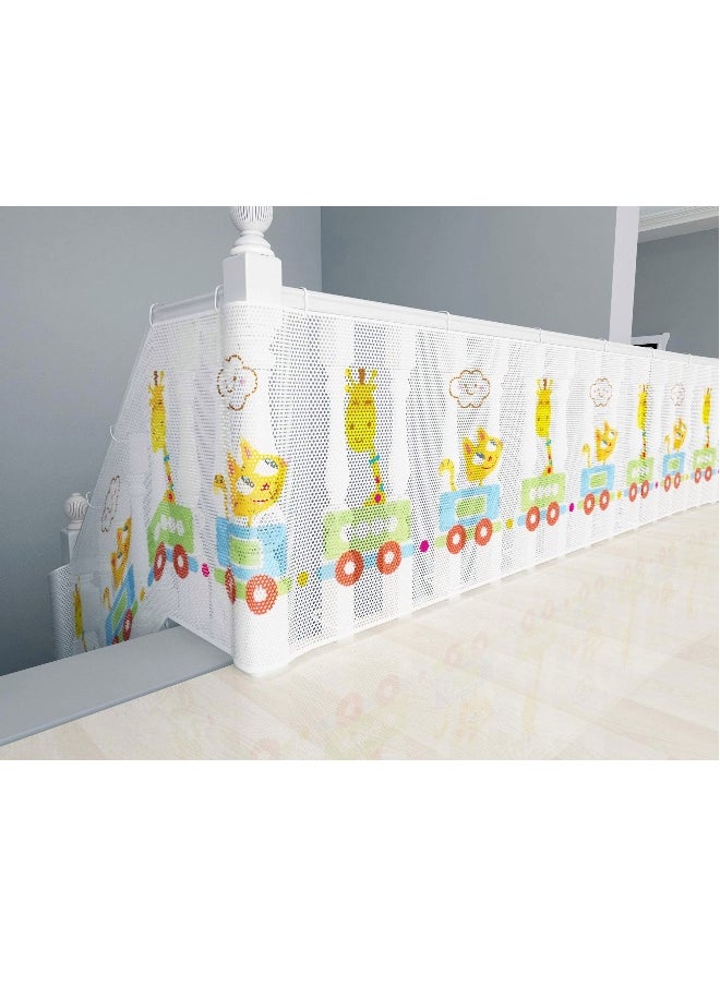 Child Safety Rail Net for Balcony Patios Railing and Stairs Security Guards for Kids Pet Toy Both Indoors and Outdoors 10ft x2.5ft Sturdy Mesh Fabric Material Multicolored