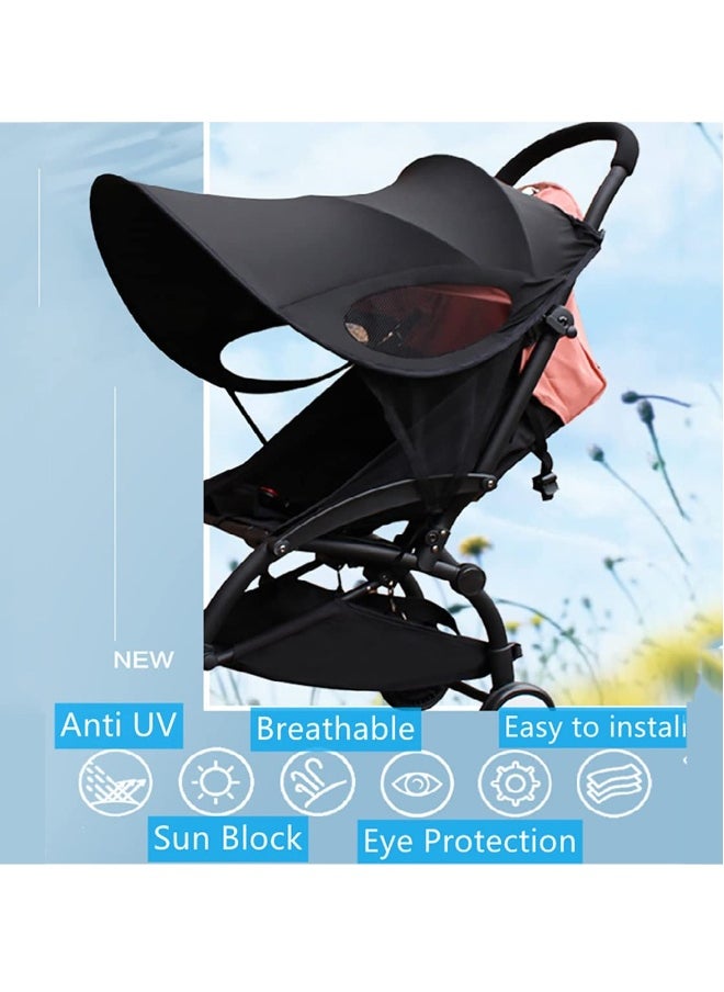 Baby Pram Sun Shade Cover Universal Stroller Sunshade Cover Anti UV Portable Baby Stroller Awning Pushchair Sun Canopy Windproof Waterproof with Arched Hard Support