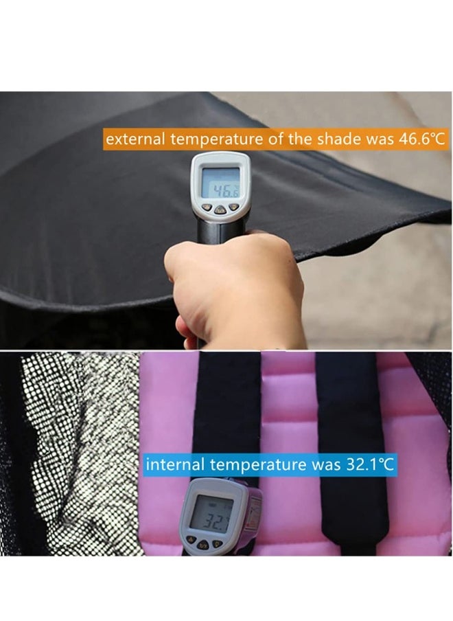 Baby Pram Sun Shade Cover Universal Stroller Sunshade Cover Anti UV Portable Baby Stroller Awning Pushchair Sun Canopy Windproof Waterproof with Arched Hard Support