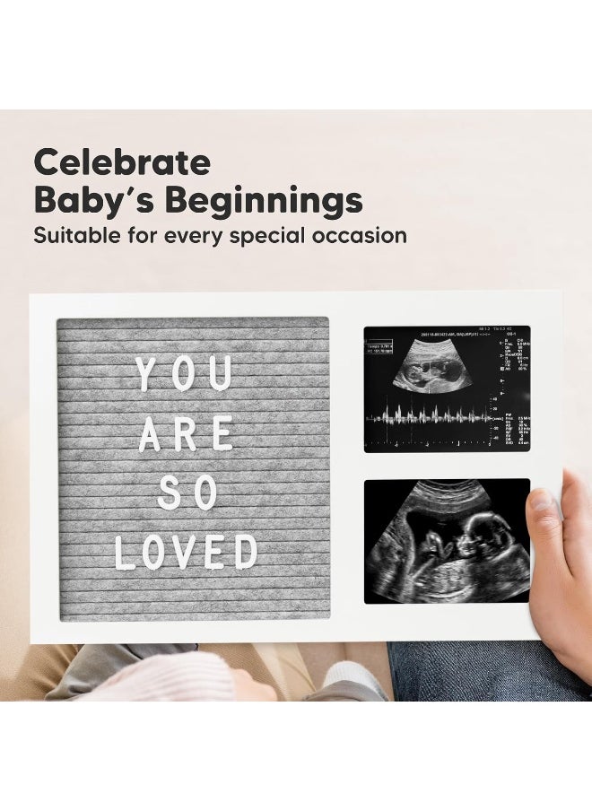Felt Letter Board Baby Keepsake - Baby Picture Frame, Announcement Message Felt Board & Letterboard Letters, Gender Reveal Gifts, My First Year Picture Frame, Ultrasound Picture Frame