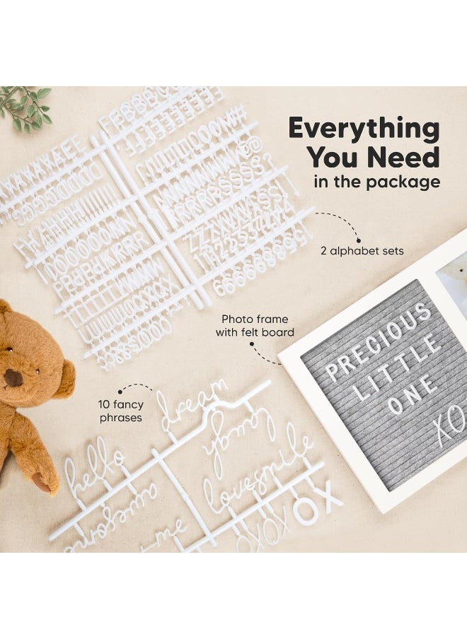 Felt Letter Board Baby Keepsake - Baby Picture Frame, Announcement Message Felt Board & Letterboard Letters, Gender Reveal Gifts, My First Year Picture Frame, Ultrasound Picture Frame