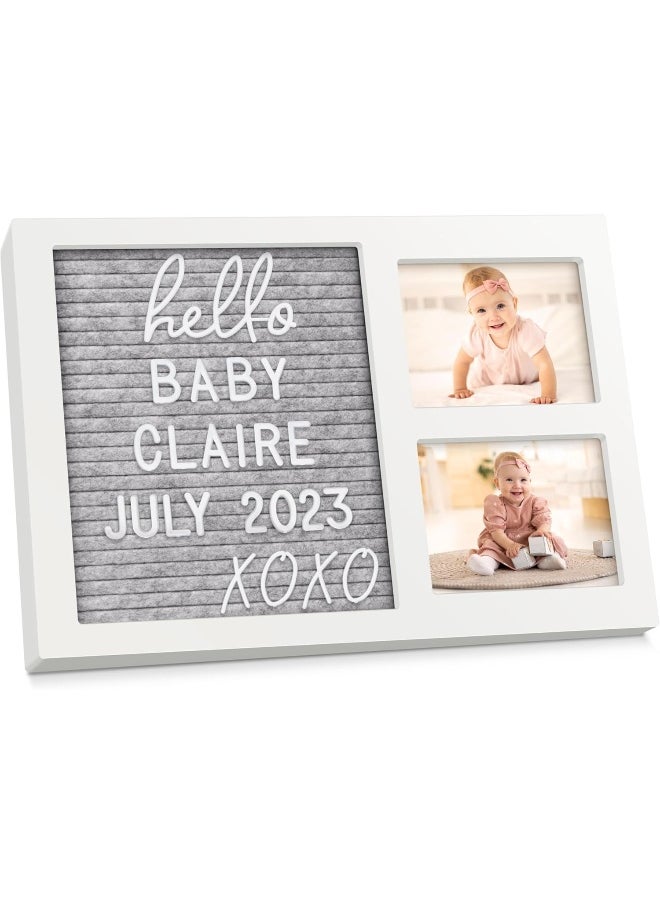 Felt Letter Board Baby Keepsake - Baby Picture Frame, Announcement Message Felt Board & Letterboard Letters, Gender Reveal Gifts, My First Year Picture Frame, Ultrasound Picture Frame