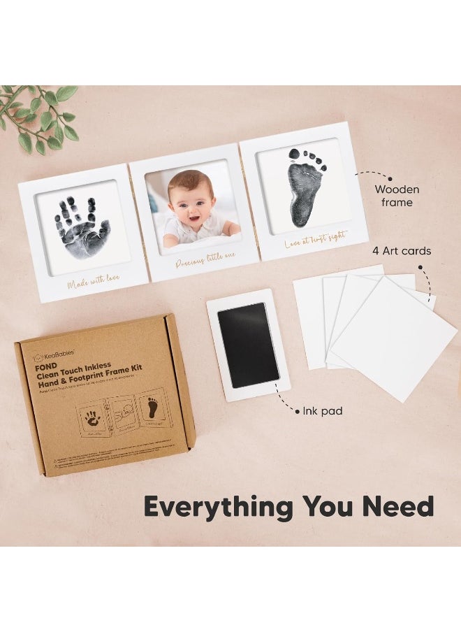 Inkless Baby Handprint and Footprint Kit for Newborn - Baby Footprint Kit, Newborn Keepsake Nursery Picture Frame, Dog Paw Print Maker, Personalized Gifts for New Mom, Mother's Day (White/Gold)
