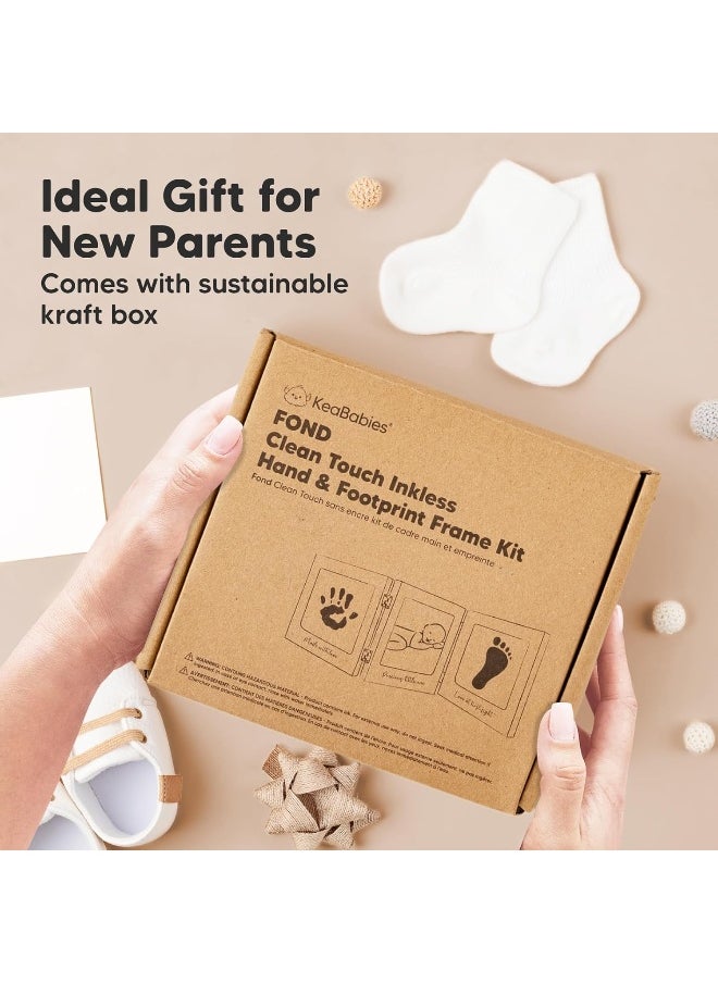 Inkless Baby Handprint and Footprint Kit for Newborn - Baby Footprint Kit, Newborn Keepsake Nursery Picture Frame, Dog Paw Print Maker, Personalized Gifts for New Mom, Mother's Day (White/Gold)