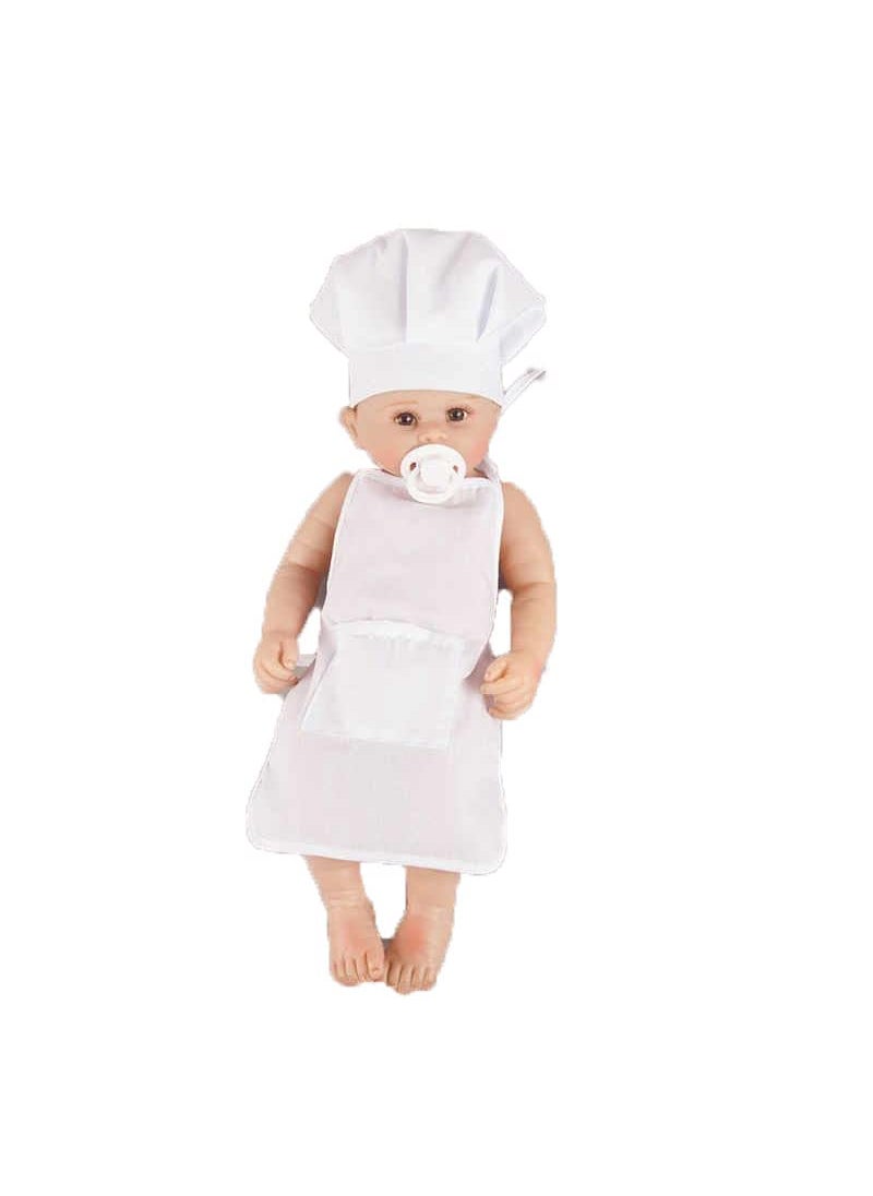 HIBA CREATIONS White Apron with cap Bib for baby photoshoot