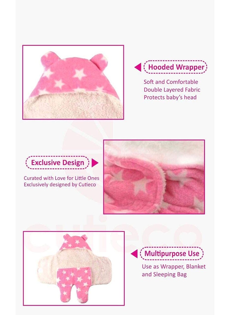 SF SHAKUMBHARI FAB Luxury Prime Series Super Soft Fabric Baby Wrapper Pink Star