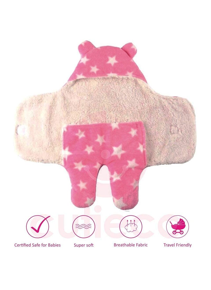 SF SHAKUMBHARI FAB Luxury Prime Series Super Soft Fabric Baby Wrapper Pink Star