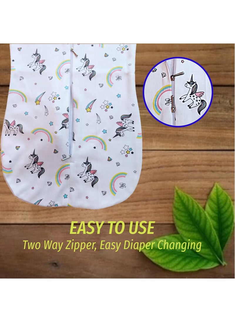 MammaChamp PODSwaddleSleeping BagBlanketsWrapSack for Newborn Baby 03 Months Packof 2 Gray Unicorn Design