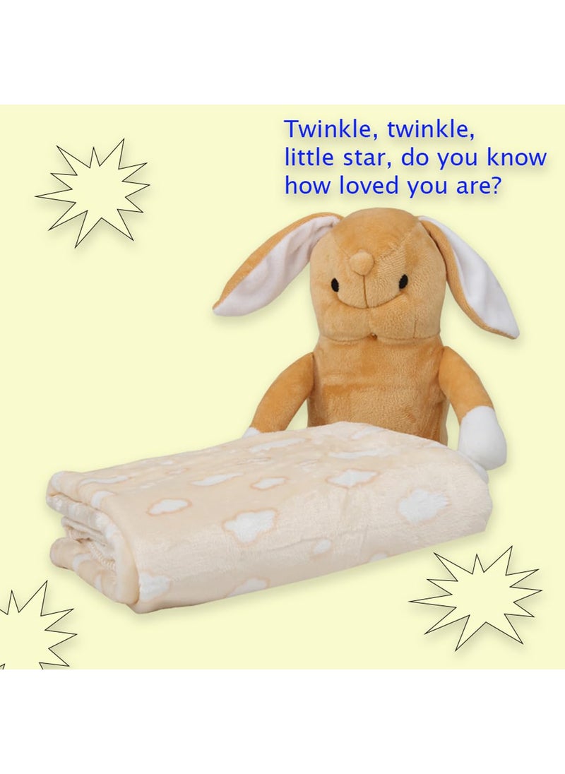 HONEY BOO Toy with Blanket Gift Set for Newborns Infants 0 Years Rabbit Blue